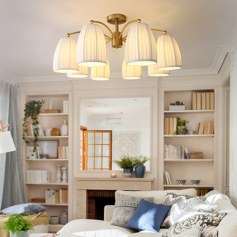 Modern Simple Ceiling Light Cylinder Shape Ceiling Lamp with Fabric Shade for Bedroom