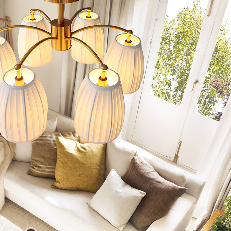 Modern Simple Ceiling Light Cylinder Shape Ceiling Lamp with Fabric Shade for Bedroom