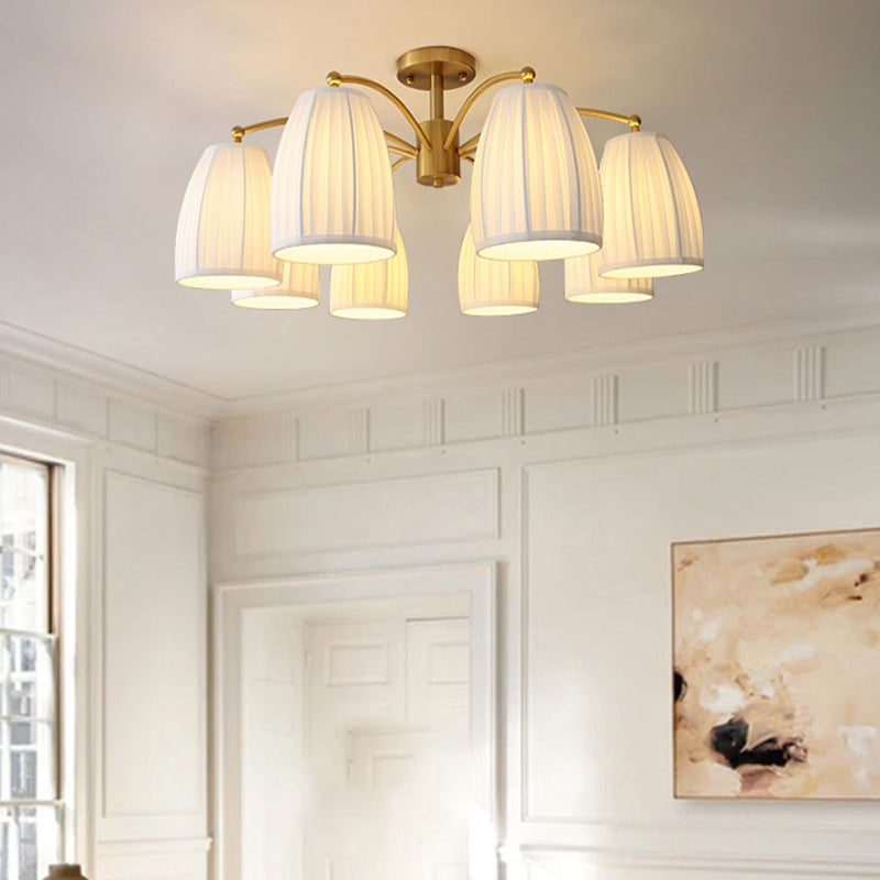 Modern Simple Ceiling Light Cylinder Shape Ceiling Lamp with Fabric Shade for Bedroom