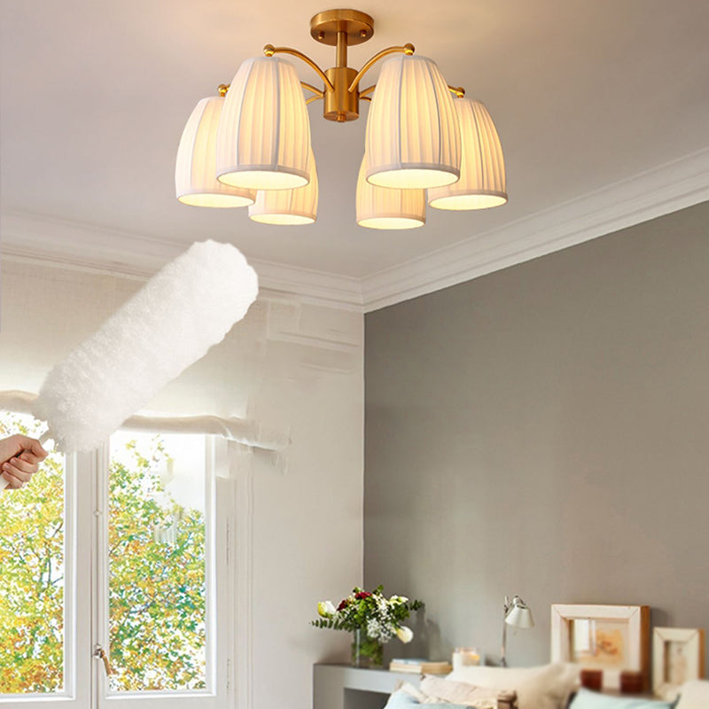 Modern Simple Ceiling Light Cylinder Shape Ceiling Lamp with Fabric Shade for Bedroom
