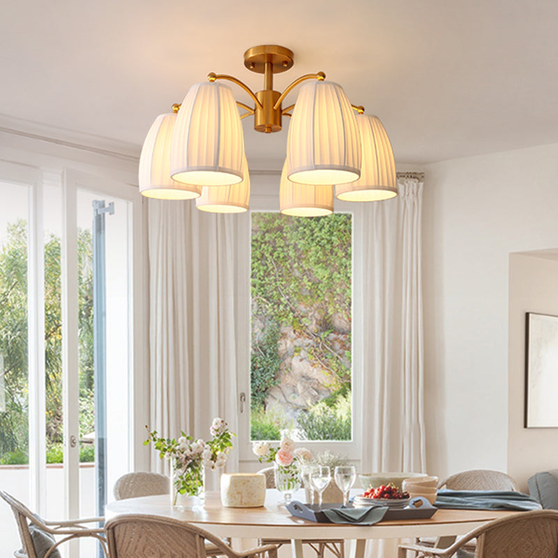Modern Simple Ceiling Light Cylinder Shape Ceiling Lamp with Fabric Shade for Bedroom
