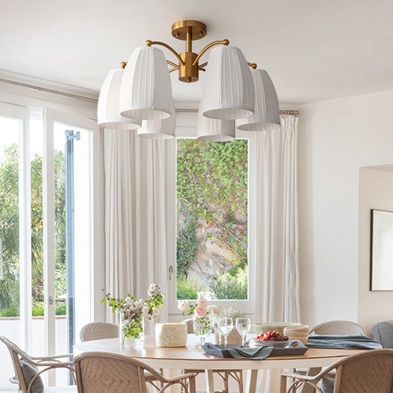 Modern Simple Ceiling Light Cylinder Shape Ceiling Lamp with Fabric Shade for Bedroom