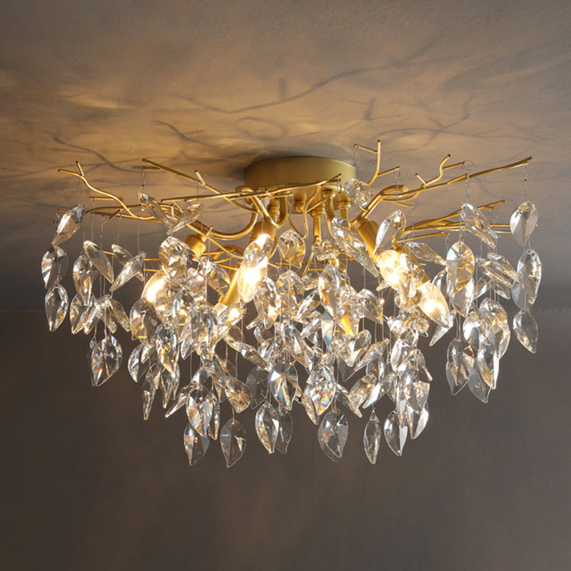Modern Simple Crystal Ceiling Light Geometry Shape Ceiling Lamp for Bedroom