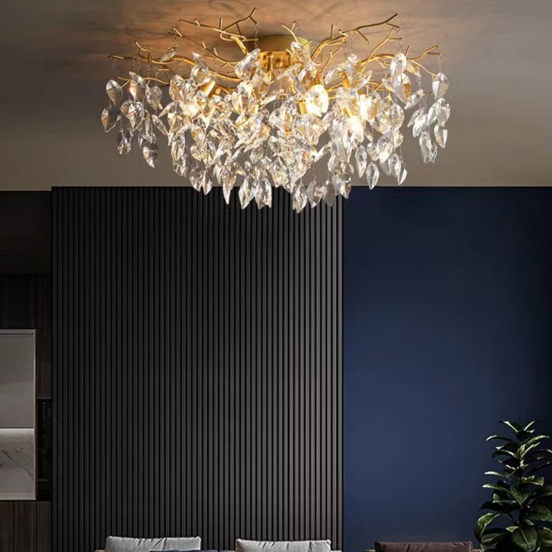 Modern Simple Crystal Ceiling Light Geometry Shape Ceiling Lamp for Bedroom