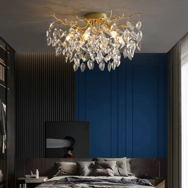 Modern Simple Crystal Ceiling Light Geometry Shape Ceiling Lamp for Bedroom
