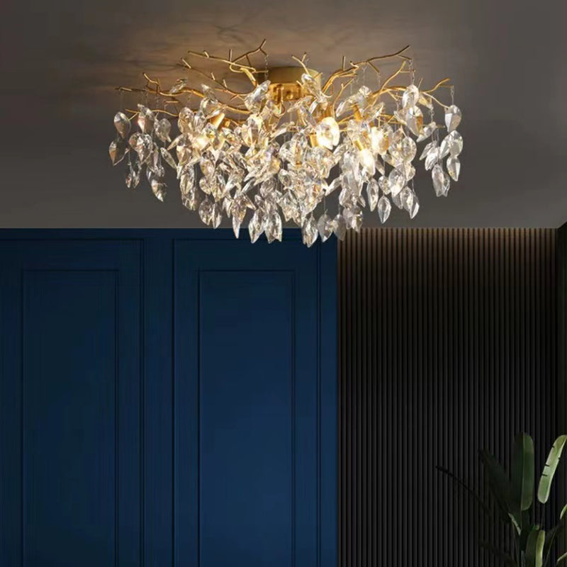 Modern Simple Crystal Ceiling Light Geometry Shape Ceiling Lamp for Bedroom