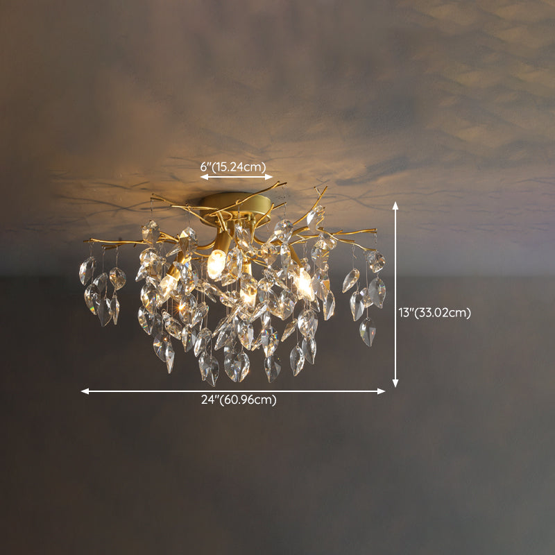 Modern Simple Crystal Ceiling Light Geometry Shape Ceiling Lamp for Bedroom