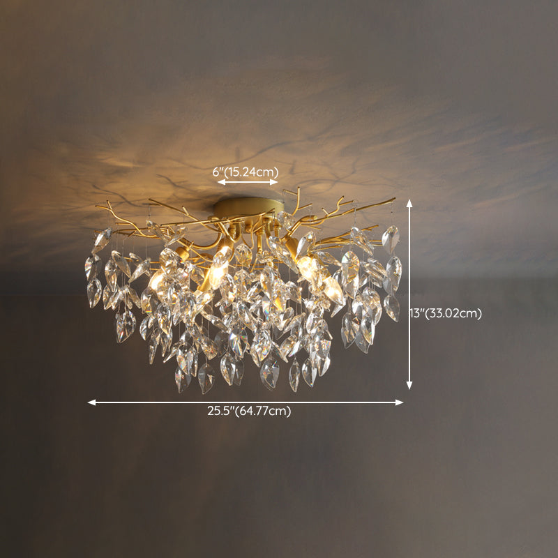 Modern Simple Crystal Ceiling Light Geometry Shape Ceiling Lamp for Bedroom