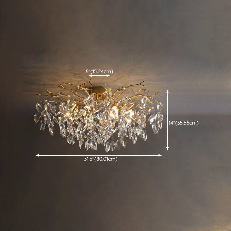 Modern Simple Crystal Ceiling Light Geometry Shape Ceiling Lamp for Bedroom