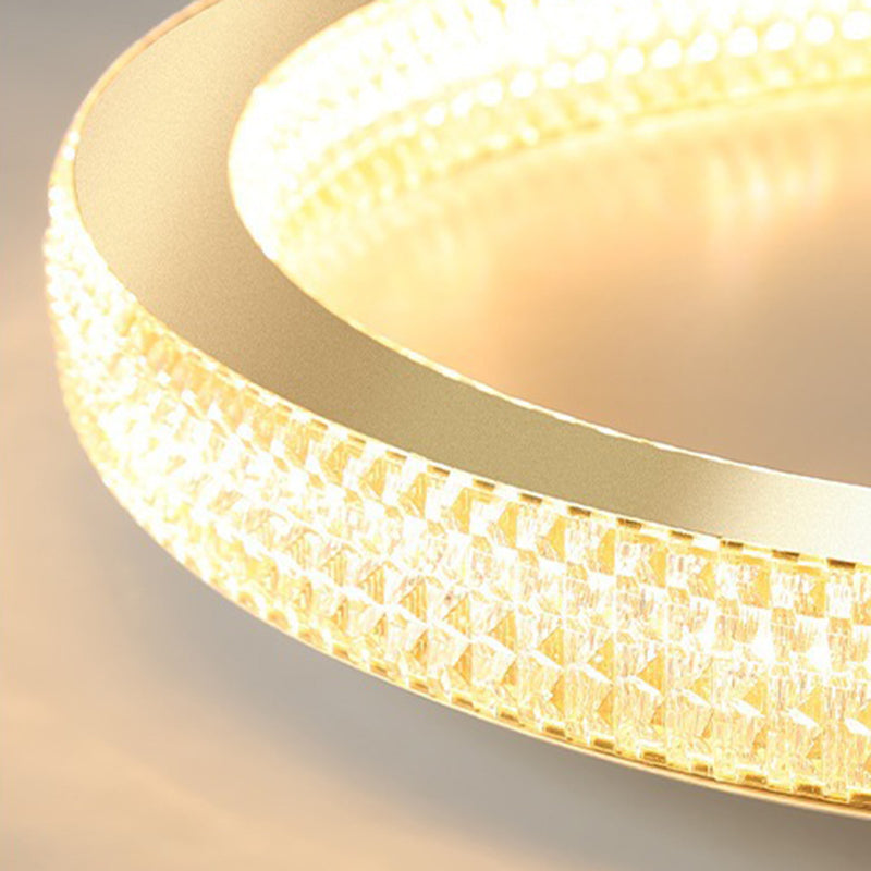 Gold Round Ceiling Mount Light LED Ceiling Light with Acrylic Shade for Bedroom
