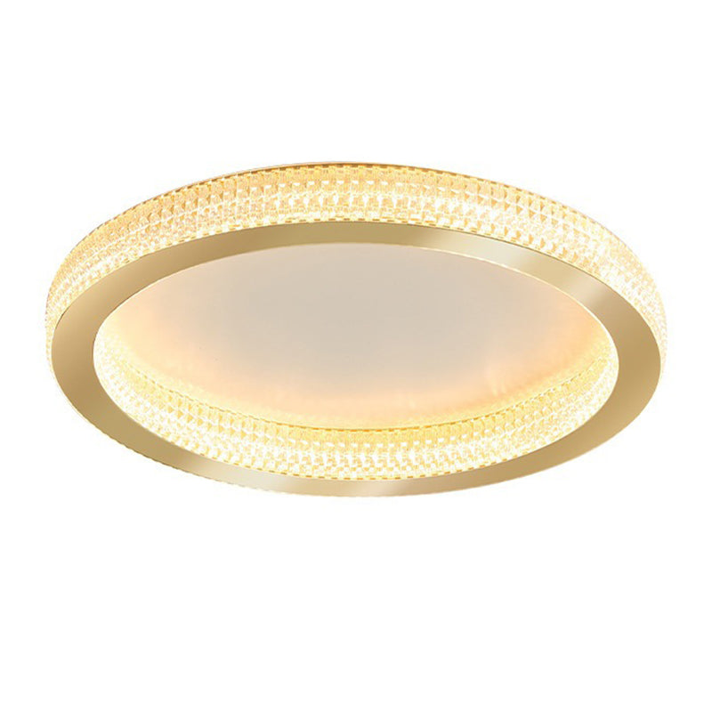 Gold Round Ceiling Mount Light LED Ceiling Light with Acrylic Shade for Bedroom