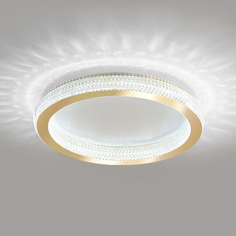 Gold Round Ceiling Mount Light LED Ceiling Light with Acrylic Shade for Bedroom