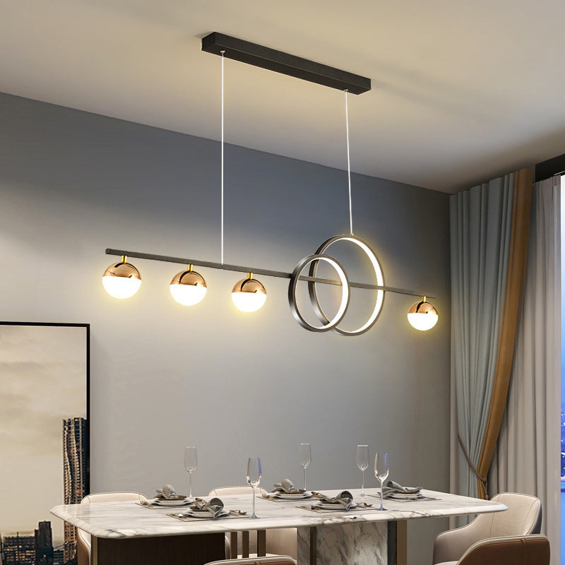 Black / Gold Contemporary Ceiling Pendant Fixture Metal and Glass Kitchen Island Light