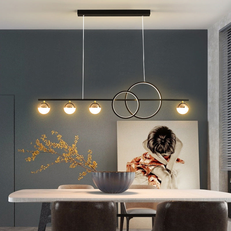 Black / Gold Contemporary Ceiling Pendant Fixture Metal and Glass Kitchen Island Light