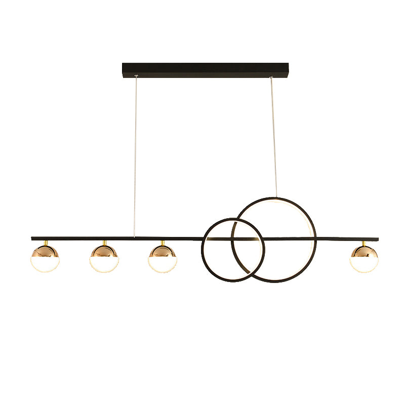 Black / Gold Contemporary Ceiling Pendant Fixture Metal and Glass Kitchen Island Light