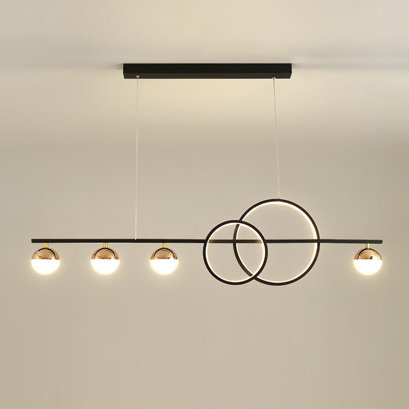 Black / Gold Contemporary Ceiling Pendant Fixture Metal and Glass Kitchen Island Light