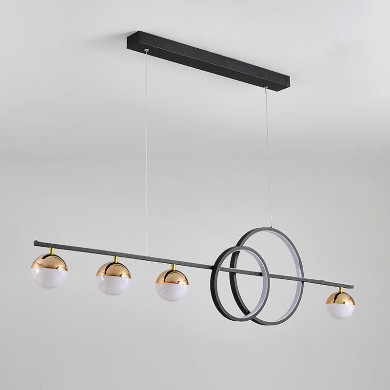 Black / Gold Contemporary Ceiling Pendant Fixture Metal and Glass Kitchen Island Light