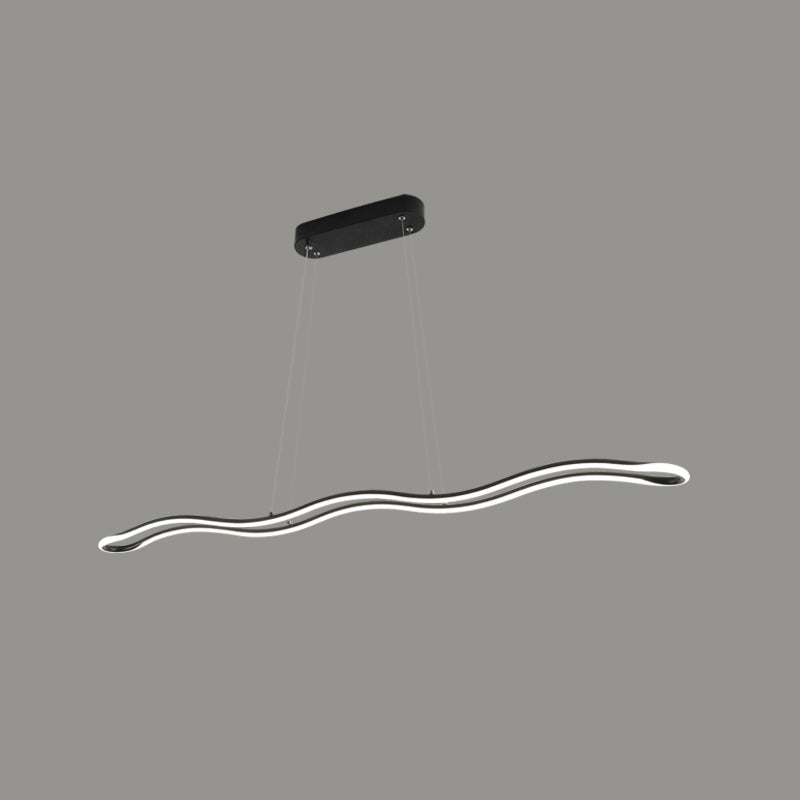 Minimalism LED Hanging Light Waves Metal Island Light Fixture for Dining Room