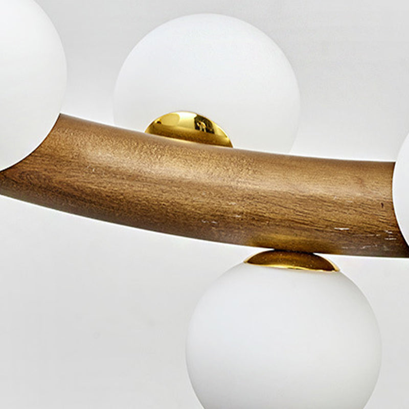 Wood and Glass Hanging Light Modern Island Light Fixture for Dining Room