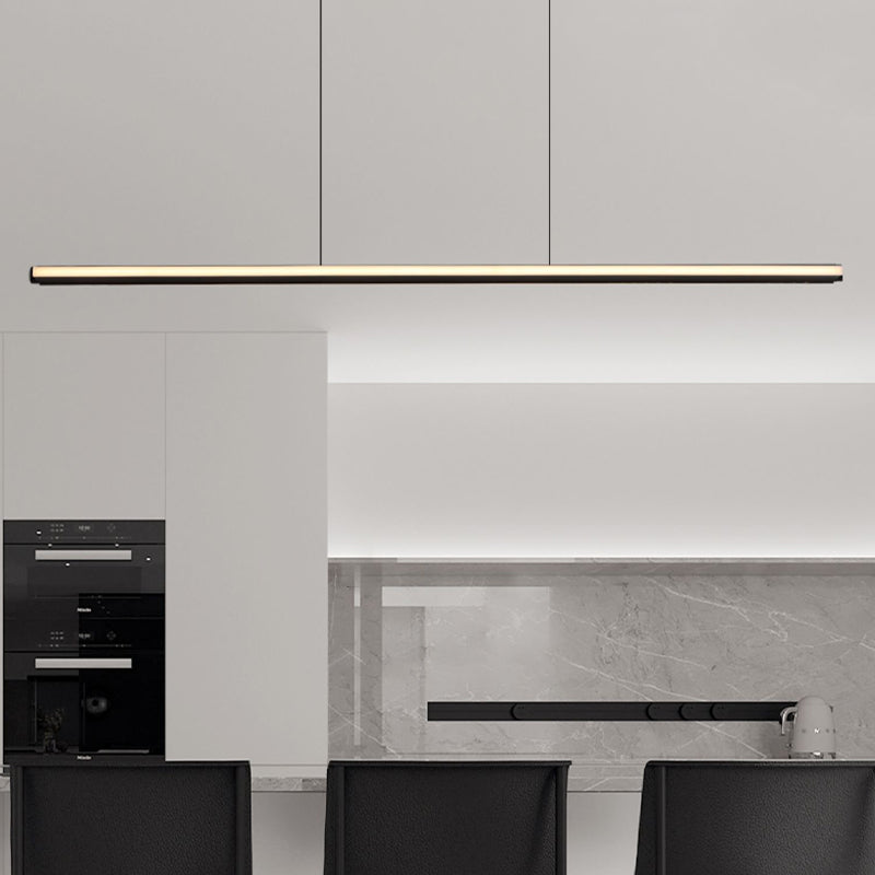 Modern LED Hanging Light Linear Metal Island Light Fixture for Dining Room