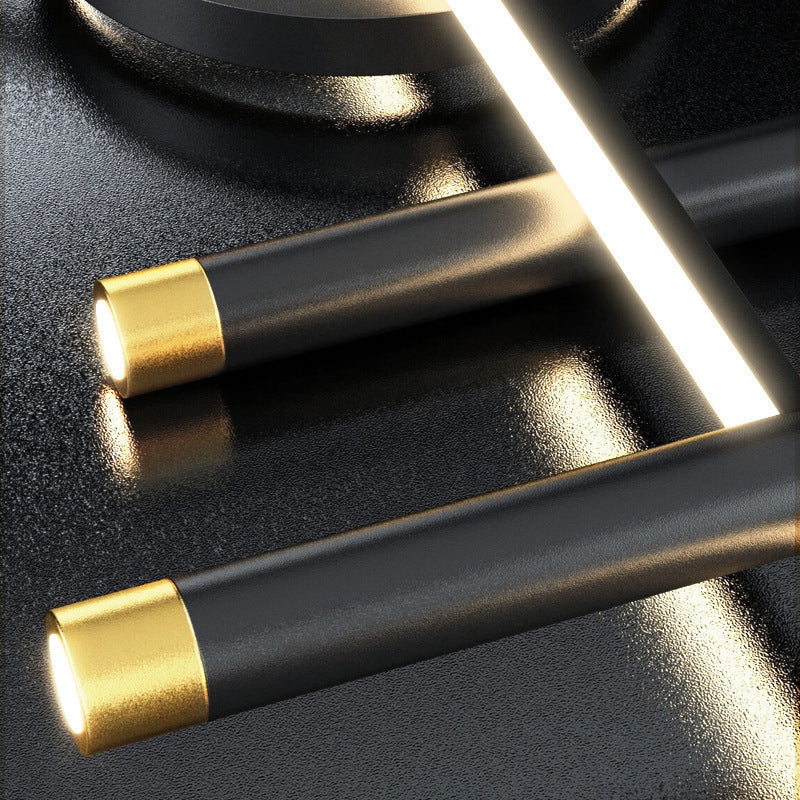 Post Modern Linear Kitchen Island Fixture in Gold / Black Aluminum LED Ceiling Pendant