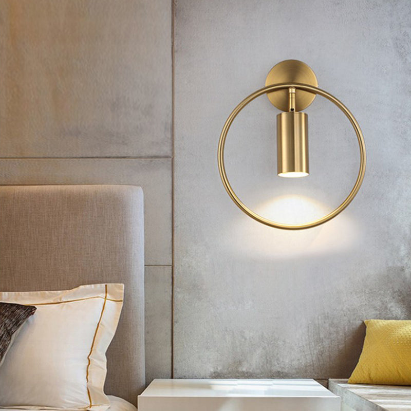 Black/Golden Single Modern Wall Mounted Sconce Metallic Wall Light