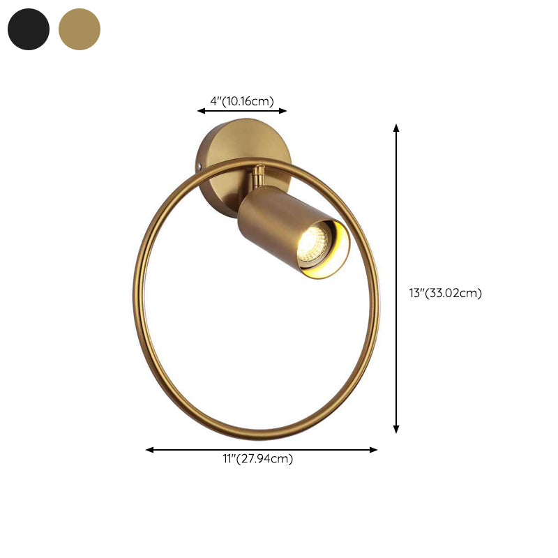 Black/Golden Single Modern Wall Mounted Sconce Metallic Wall Light