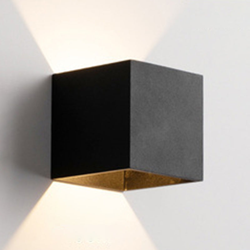 Contemporary Black/White Wall Mounted Sconce Rectangle Metal 1 Light Wall Light