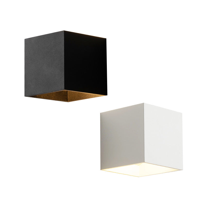 Contemporary Black/White Wall Mounted Sconce Rectangle Metal 1 Light Wall Light
