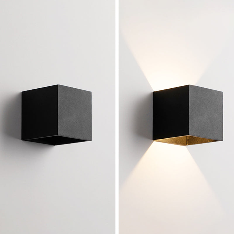 Contemporary Black/White Wall Mounted Sconce Rectangle Metal 1 Light Wall Light