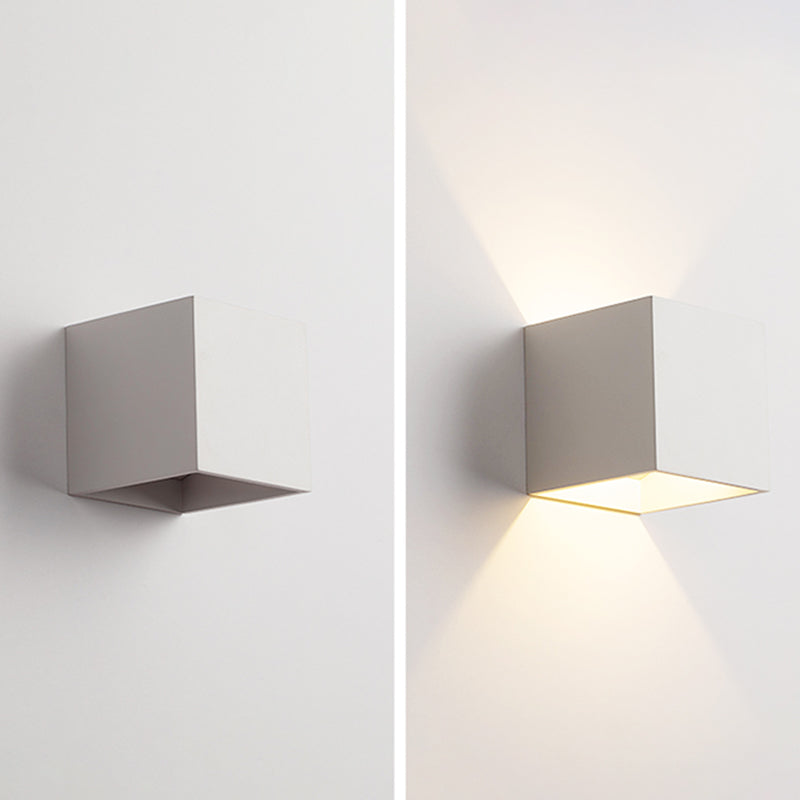 Contemporary Black/White Wall Mounted Sconce Rectangle Metal 1 Light Wall Light