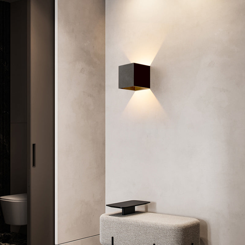 Contemporary Black/White Wall Mounted Sconce Rectangle Metal 1 Light Wall Light