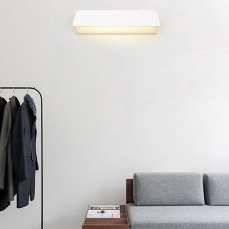 Single Contemporary White Wall Mounted Sconce Metallic Shaded Wall Light