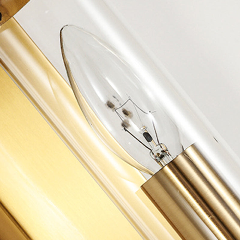 Cylinder Shape Glass Wall Lighting Modern Style 1 Light Wall Mounted Light in Gold