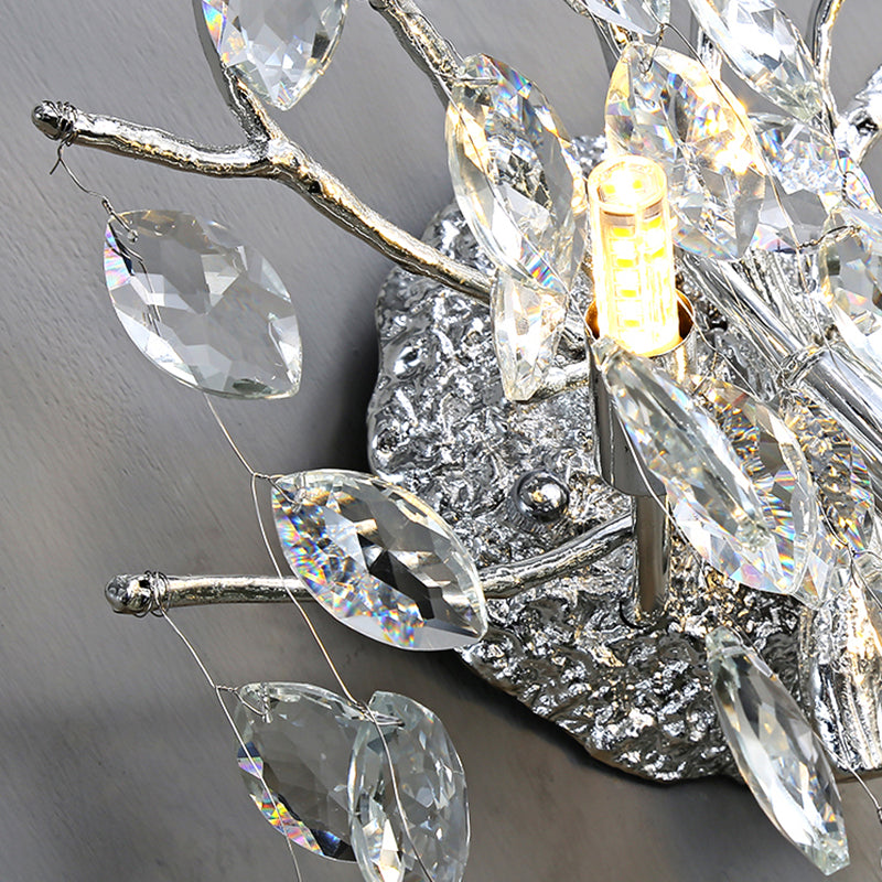 Unique Shape Crystal Wall Lighting Modern Style 3 Lights Wall Mounted Light in Silver