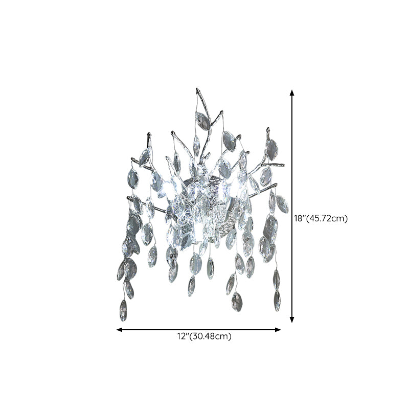 Unique Shape Crystal Wall Lighting Modern Style 3 Lights Wall Mounted Light in Silver