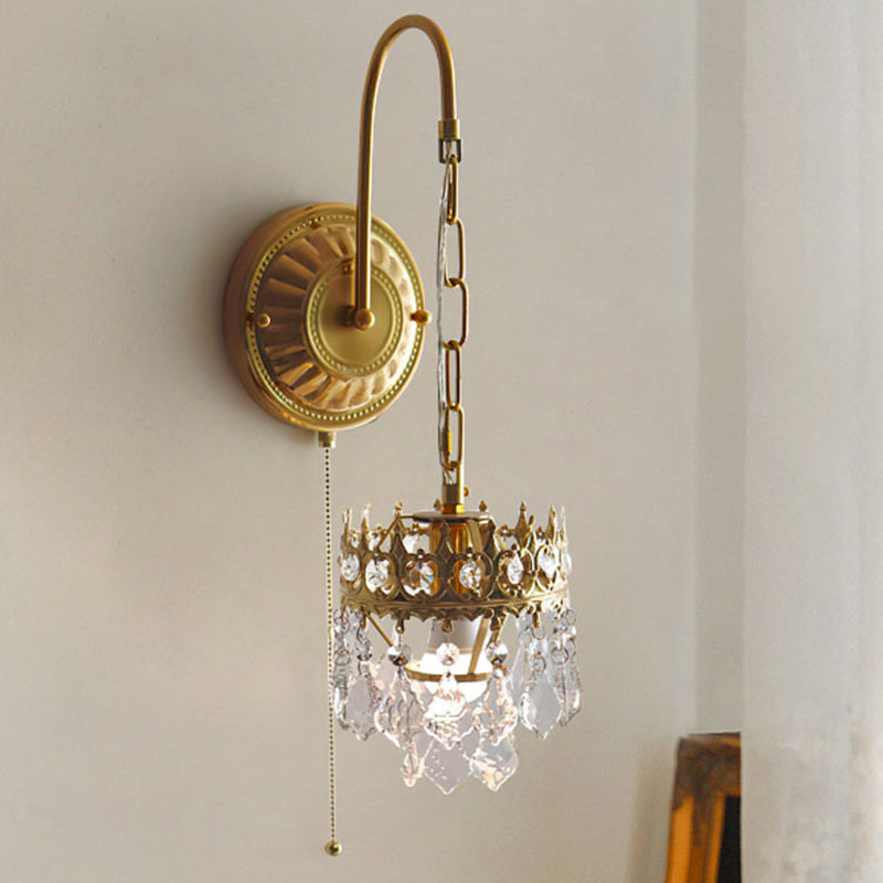Unique Shape Crystal Wall Lighting Modern Style 1 Light Wall Mounted Light in Brass