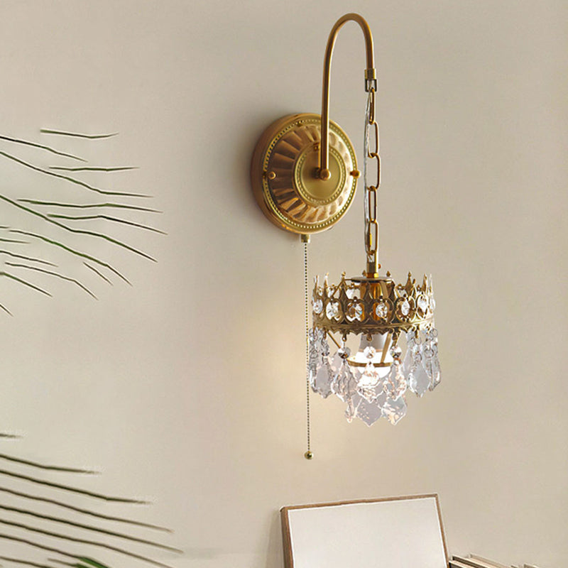 Unique Shape Crystal Wall Lighting Modern Style 1 Light Wall Mounted Light in Brass