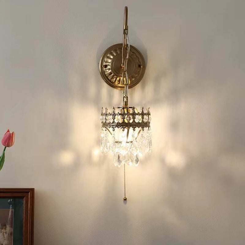 Unique Shape Crystal Wall Lighting Modern Style 1 Light Wall Mounted Light in Brass