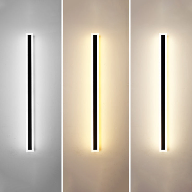Linear Shape Metal Wall Lighting Modern Style 1 Light Wall Mount Light in Black