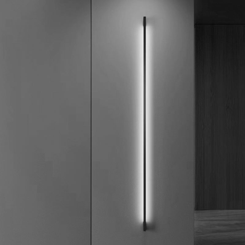 Metal Linear Shape Wall Lighting Modern Style 1-Light Wall Mounted Light in Black