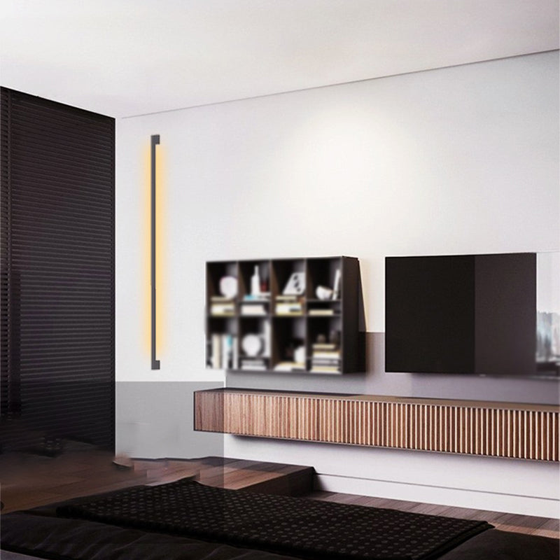 Metal Linear Shape Wall Lighting Modern Style 1-Light Wall Mounted Light in Black