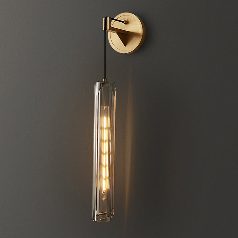 Nordic Style Wall Light Cylinder Shape Wall Lamp with Crystal Shade for Bedroom