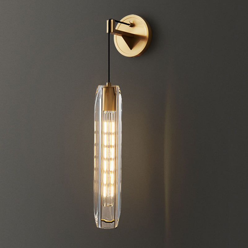 Nordic Style Wall Light Cylinder Shape Wall Lamp with Crystal Shade for Bedroom