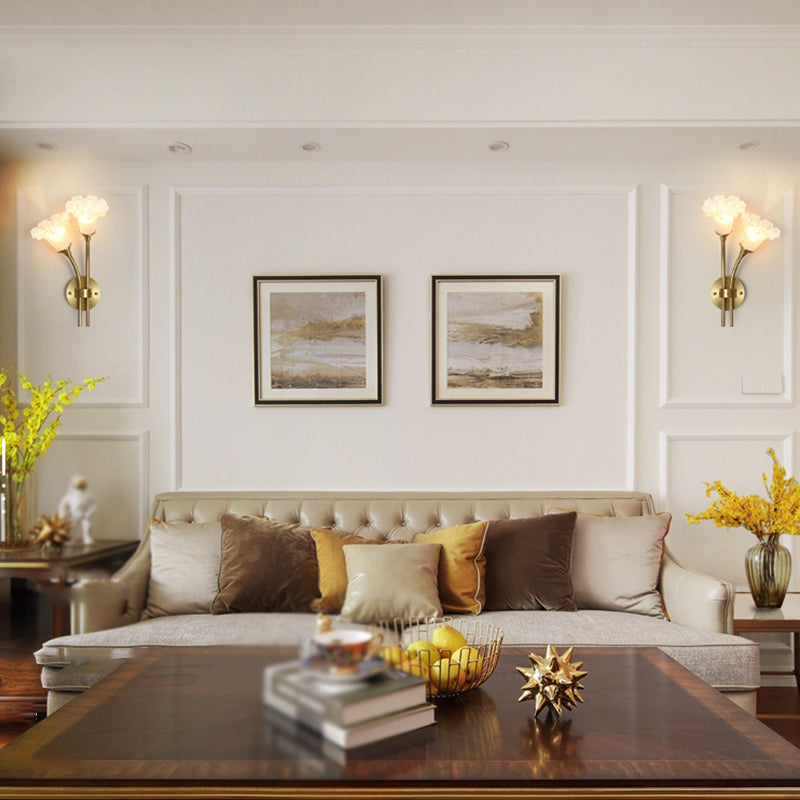 American Style Copper Wall Light Flower Shape Wall Lamp for Living Room