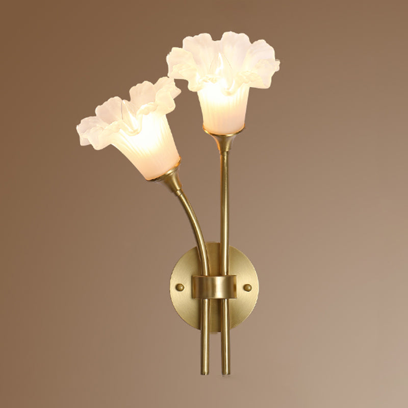 American Style Copper Wall Light Flower Shape Wall Lamp for Living Room