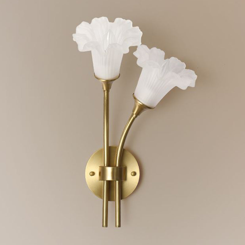 American Style Copper Wall Light Flower Shape Wall Lamp for Living Room