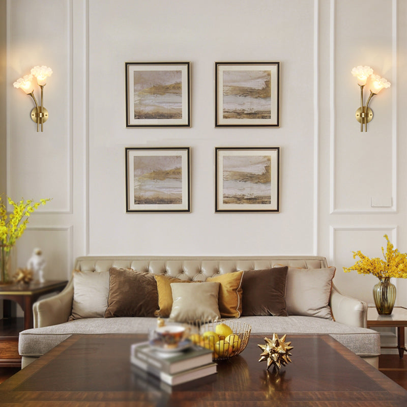 American Style Copper Wall Light Flower Shape Wall Lamp for Living Room