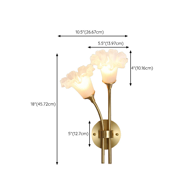American Style Copper Wall Light Flower Shape Wall Lamp for Living Room