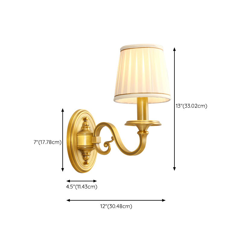 American Style Copper Wall Light Cylinder Shape Wall Lamp for Living Room